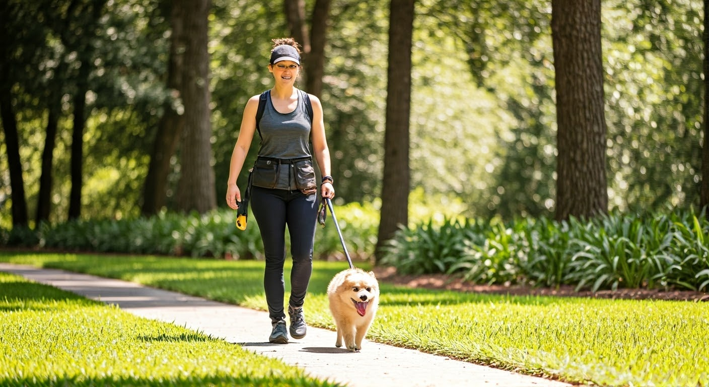 Dog walker in Charlotte park