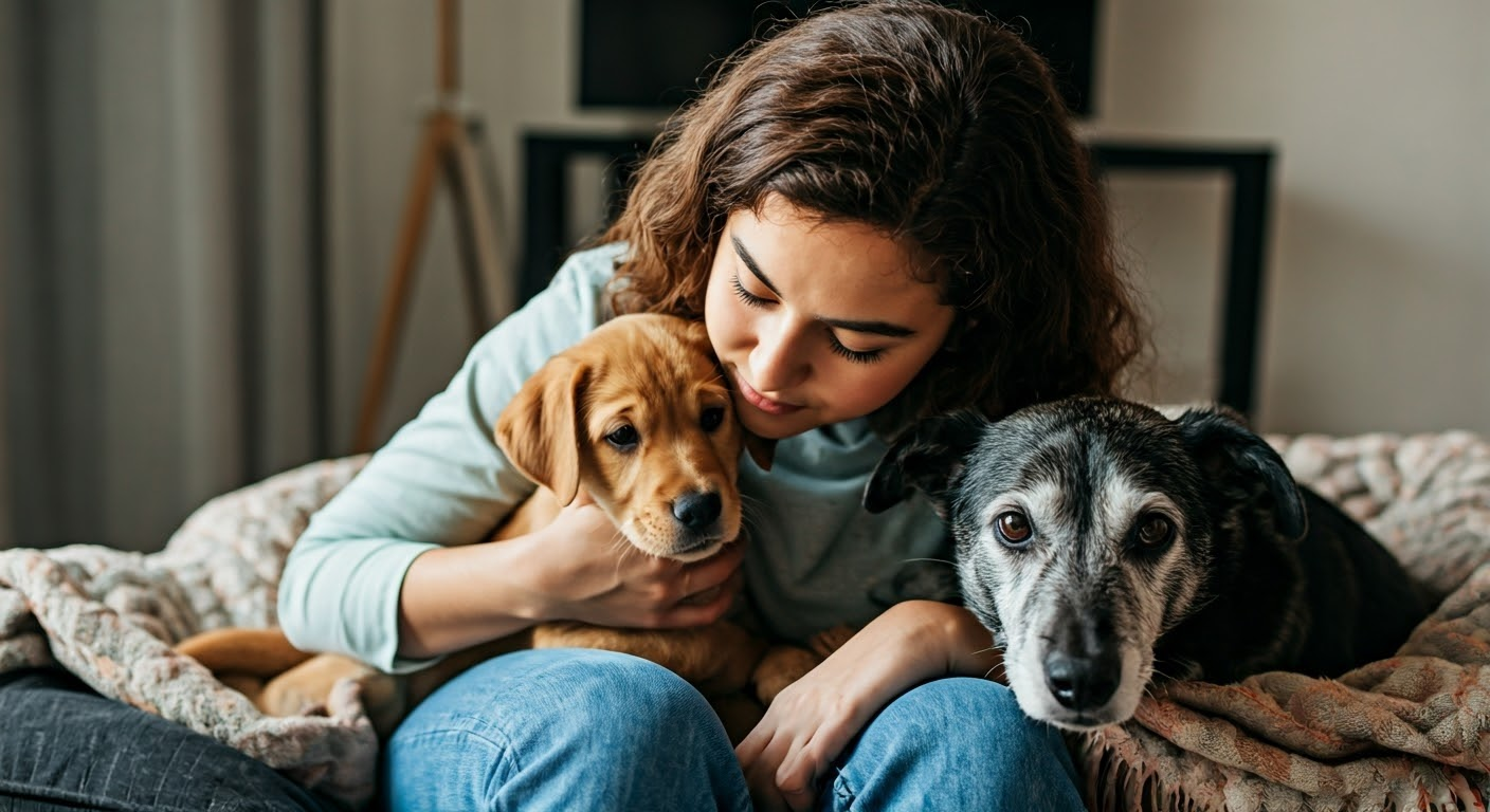 Pet sitter with dogs