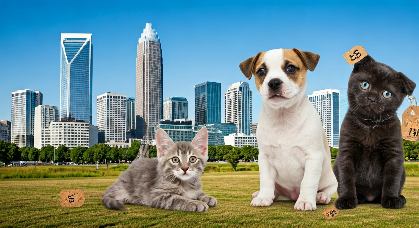 Collage of pets with pricing