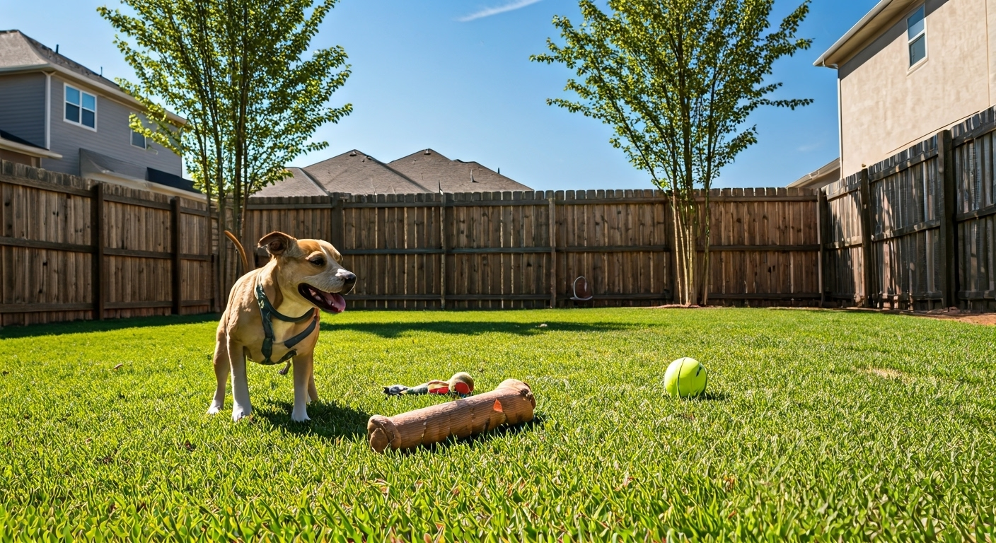 Dog playing with sitter in Charlotte yard