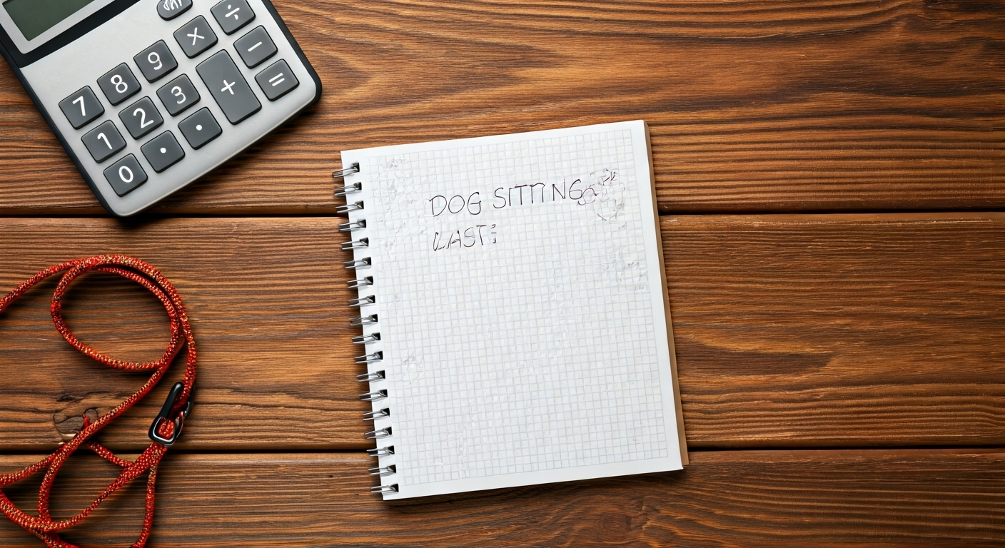 Dog sitting costs notepad table