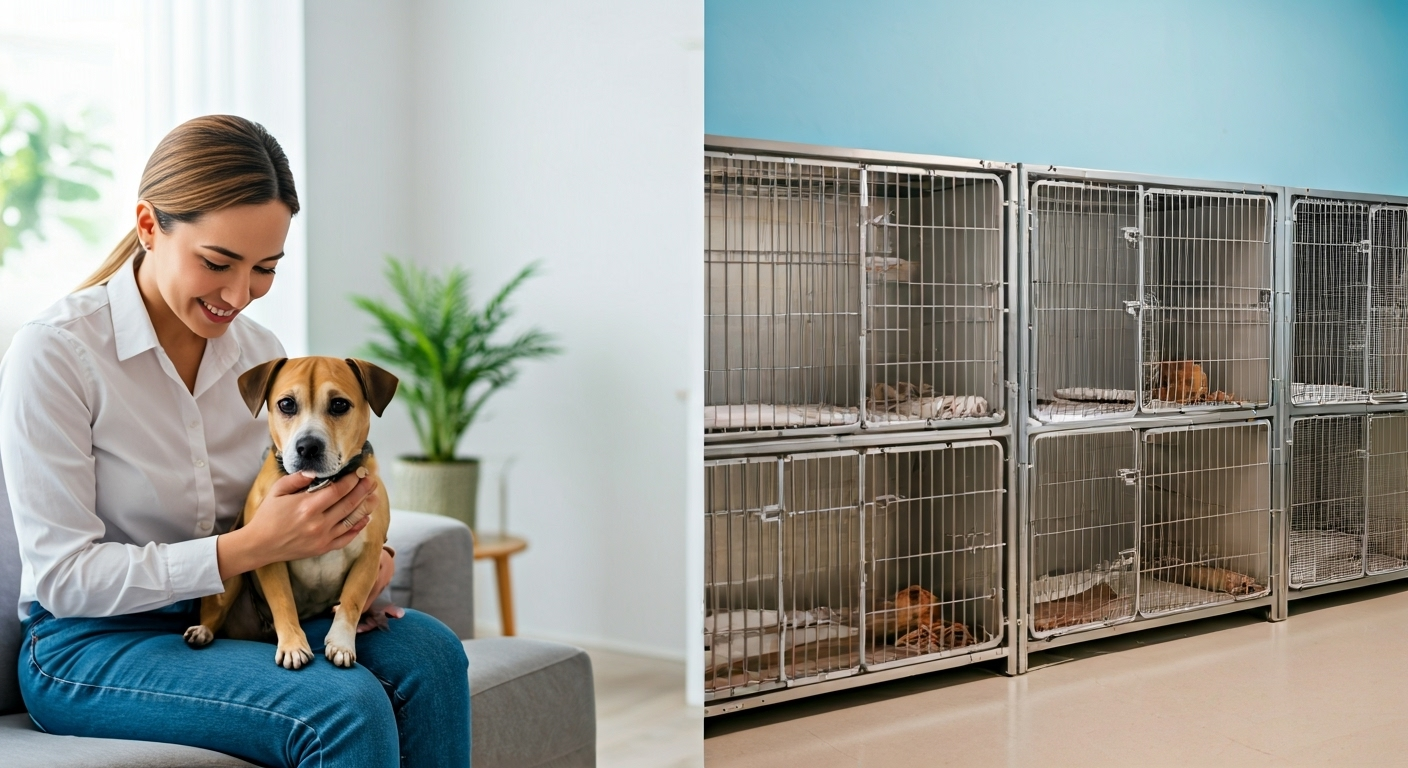 Dog at home and boarding kennel