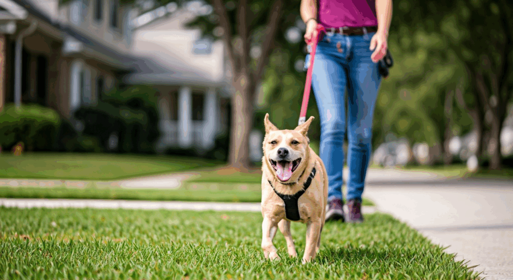 Dog walking in Charlotte neighborhood