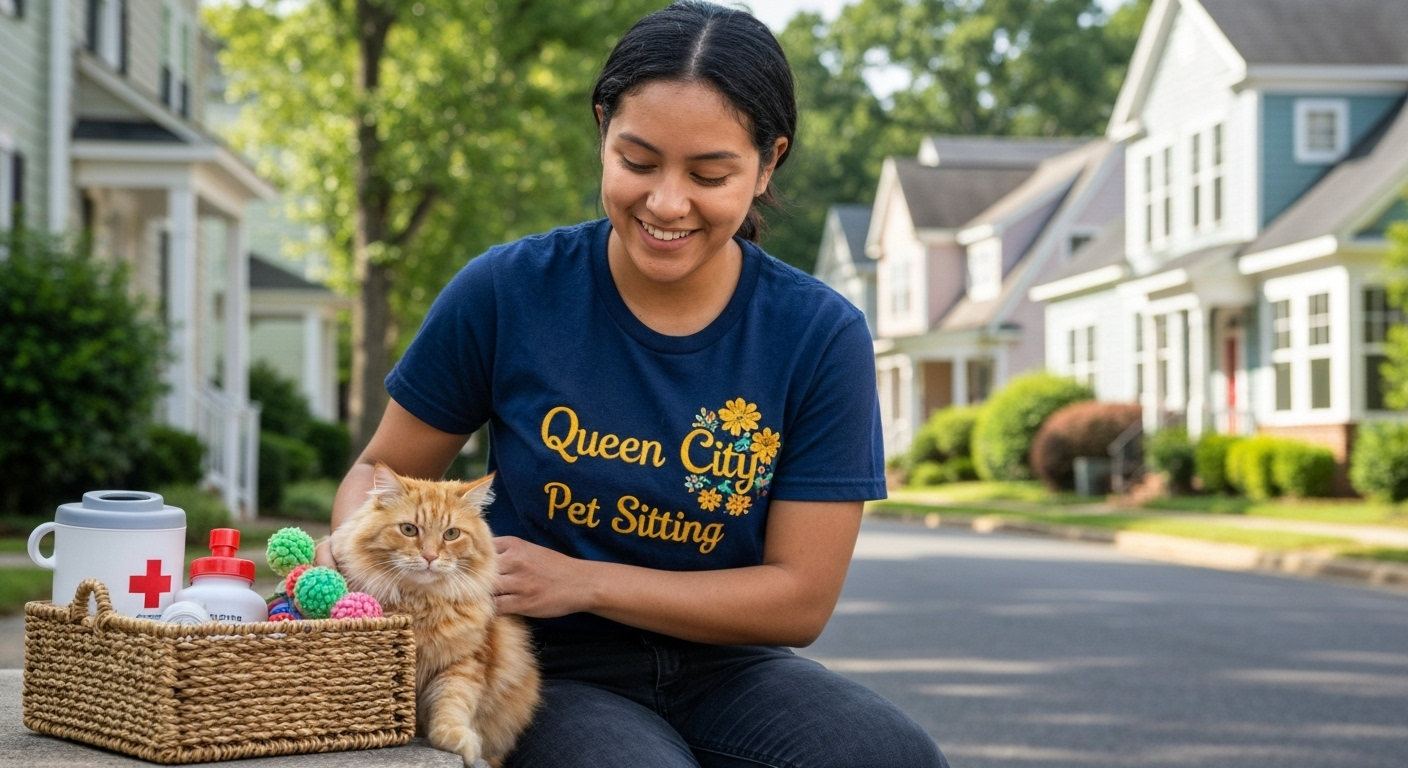 Cat sitter with emergency kit and logo