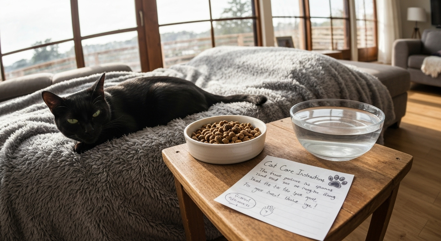 Cat home care vacation setup