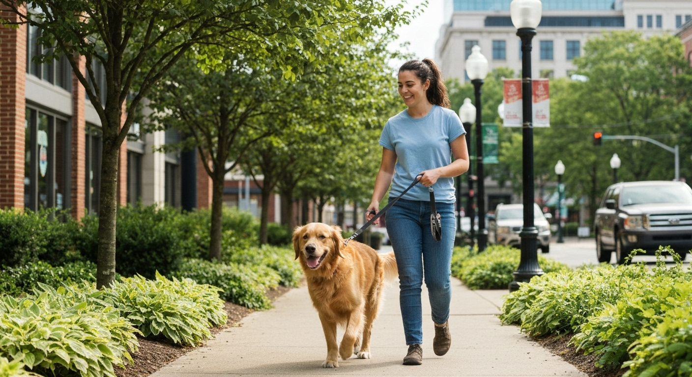 Dog walking in Charlotte city