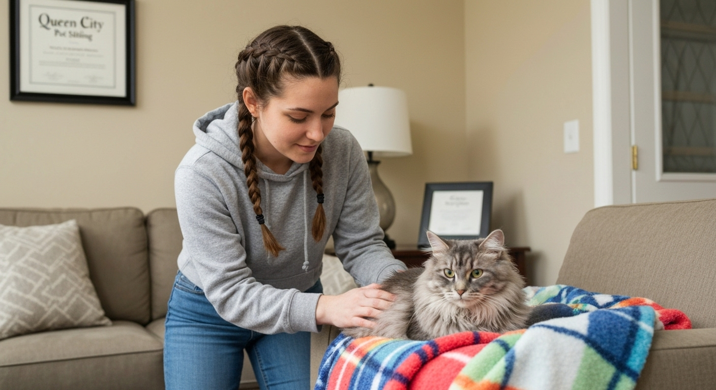 Professional cat sitter with certificate